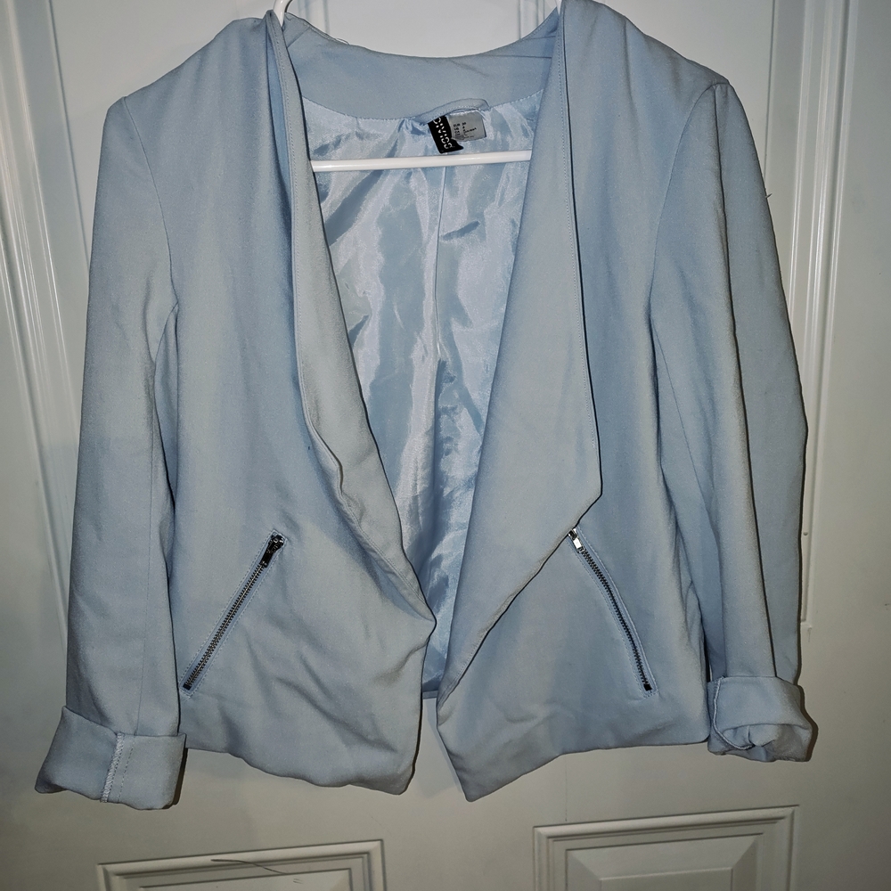 H&M Women's Waterfall Blue Jacket/Blazer from their Divided Line Size 6